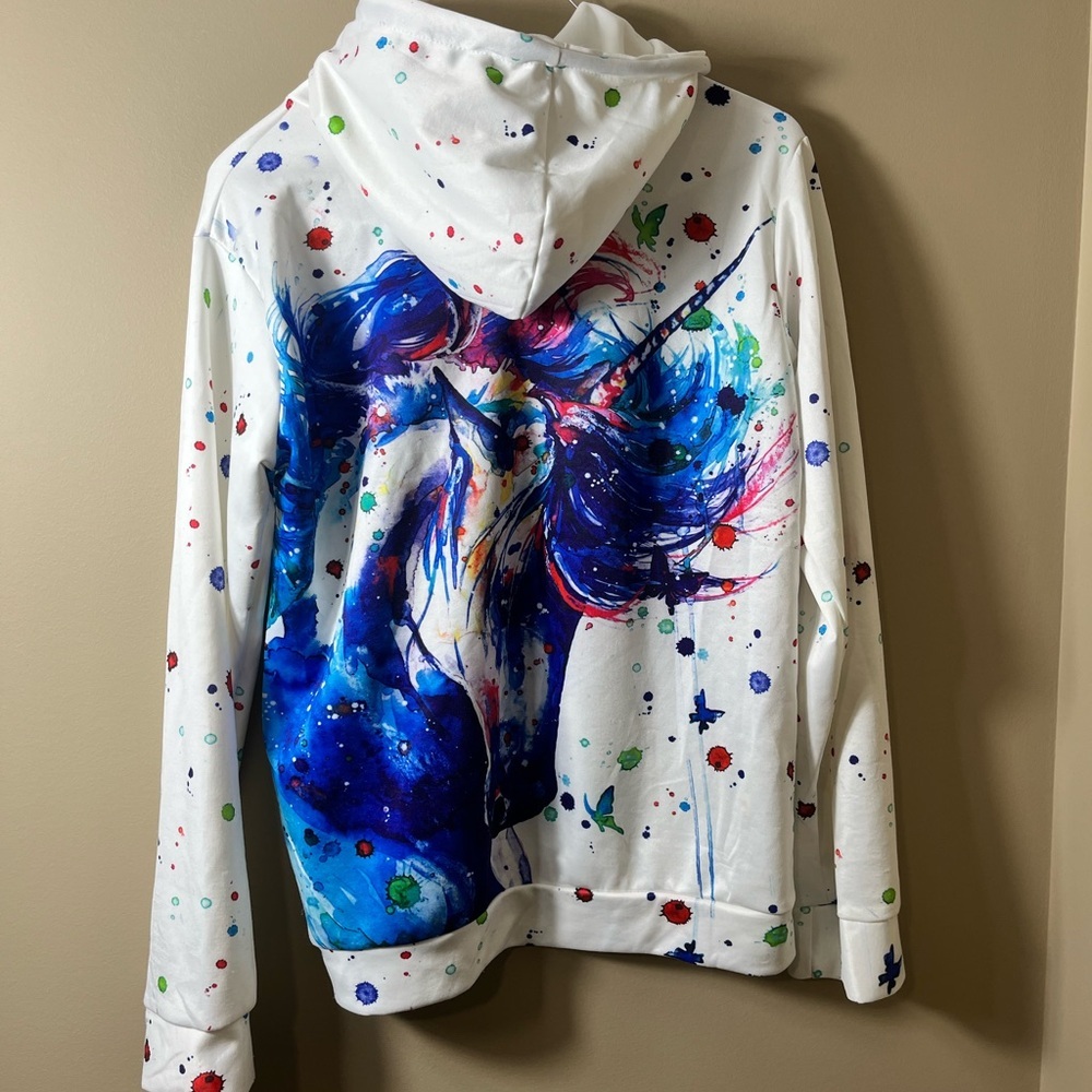 Colorful Unicorn Psychedelic Paint Splatter Hoodie Size XL Art to‎ Wear Grunge - Picture 4 of 6